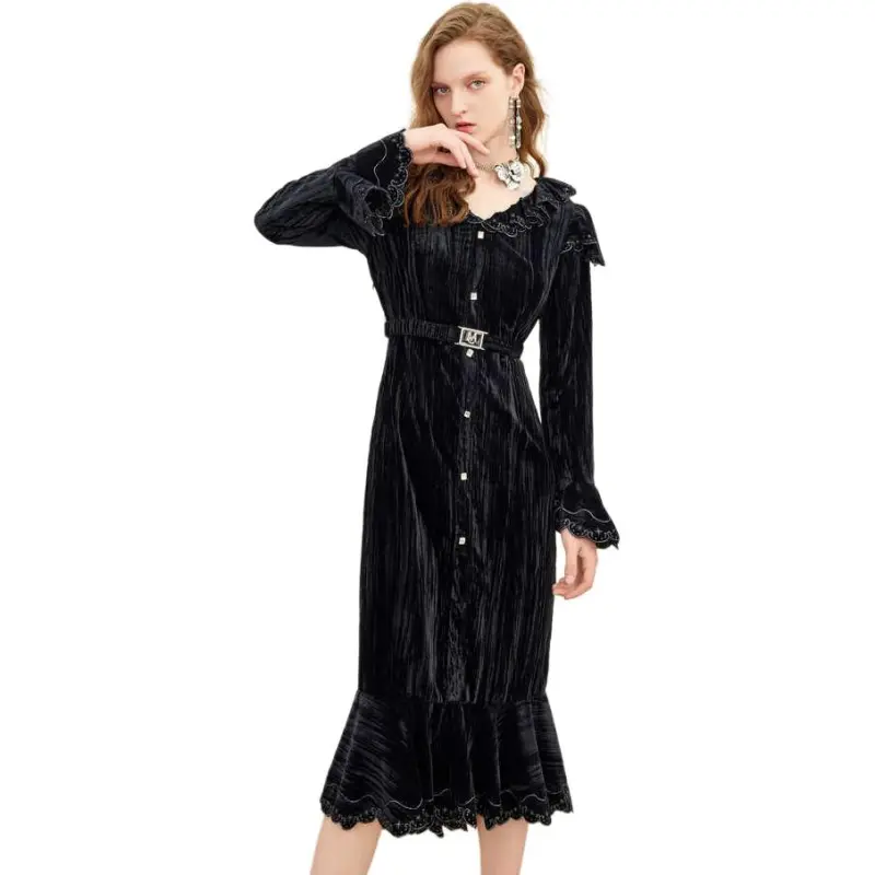 COCOON Long Sleeved Dress Women's Black-2