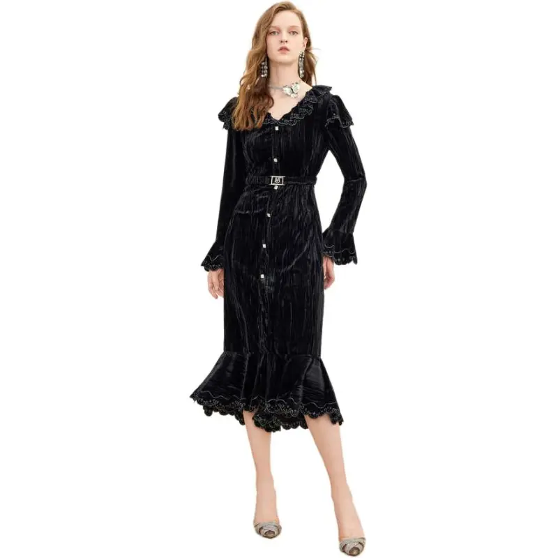 COCOON Long Sleeved Dress Women's Black-0