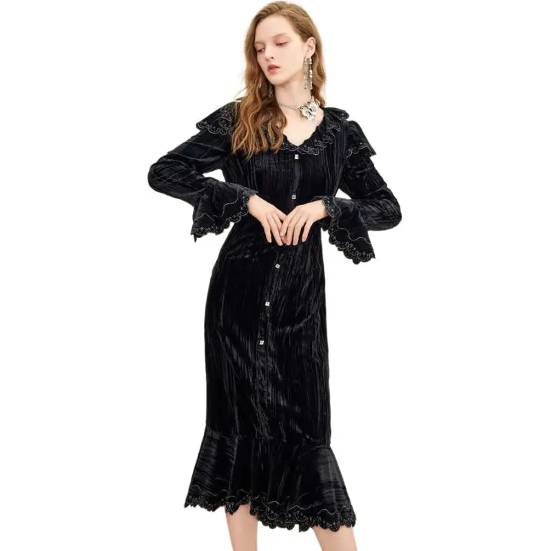 COCOON Long Sleeved Dress Women's Black-1