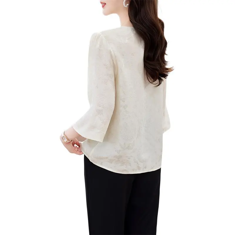 Yi Mengyuan 3/4 Sleeved Silk Shirt Women's-1