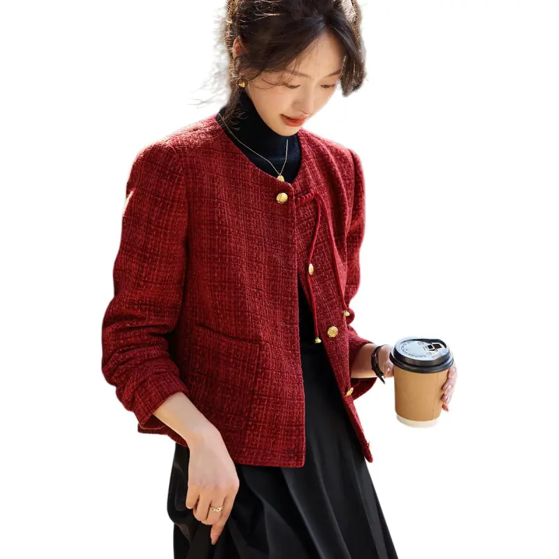 Mo Han Yi Mei Jackets & Coats Women's Vintage Red-1