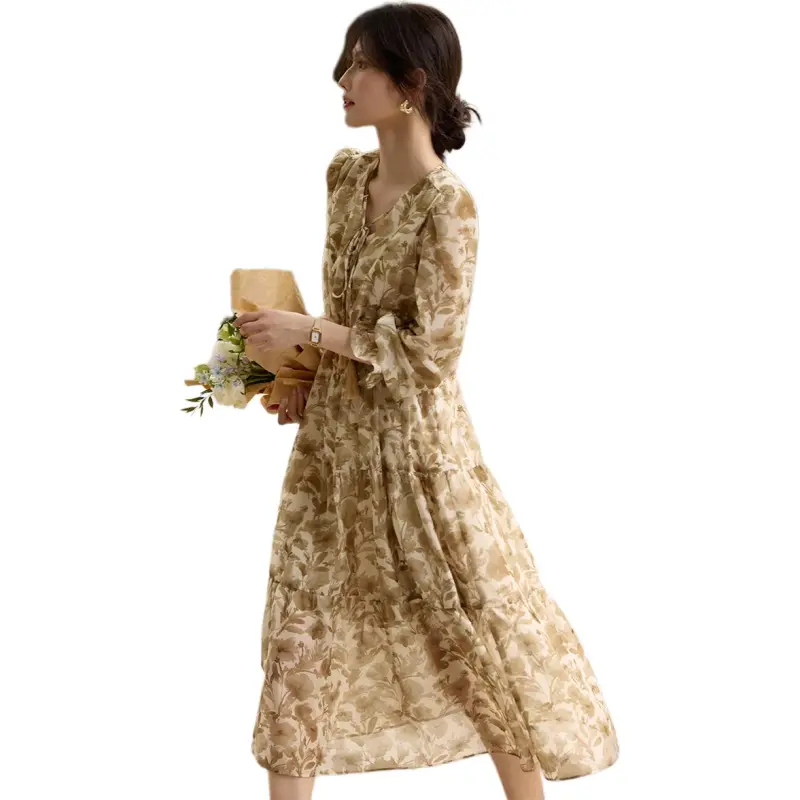 XWI Long Sleeved Dresses Women's Beige-3