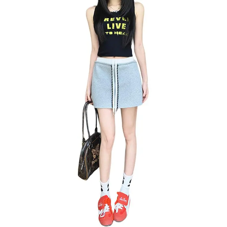 Kazakhstan Casual Short Skirts Women's White Gray-3