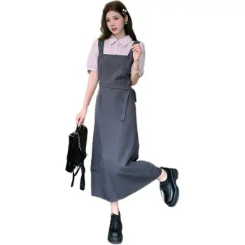 Mu Xiao Xin Short Sleeved Dresses Women's Pink & Gray