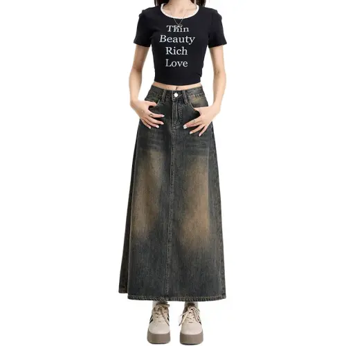 Kazakhstan Denim Long Skirt Women's