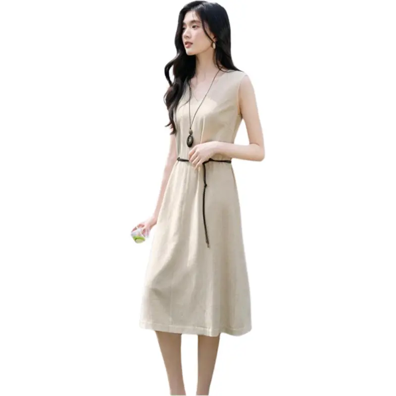 XWI Sleeveless Dresses Women's Ecru-1