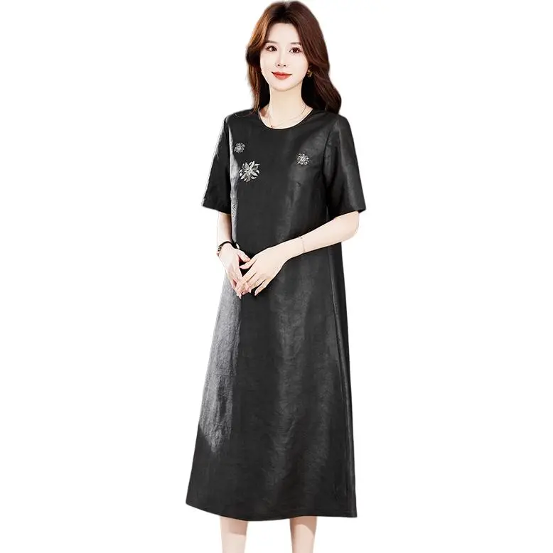 Yi Mengyuan Silk Short Sleeved Dress Women's Black-2