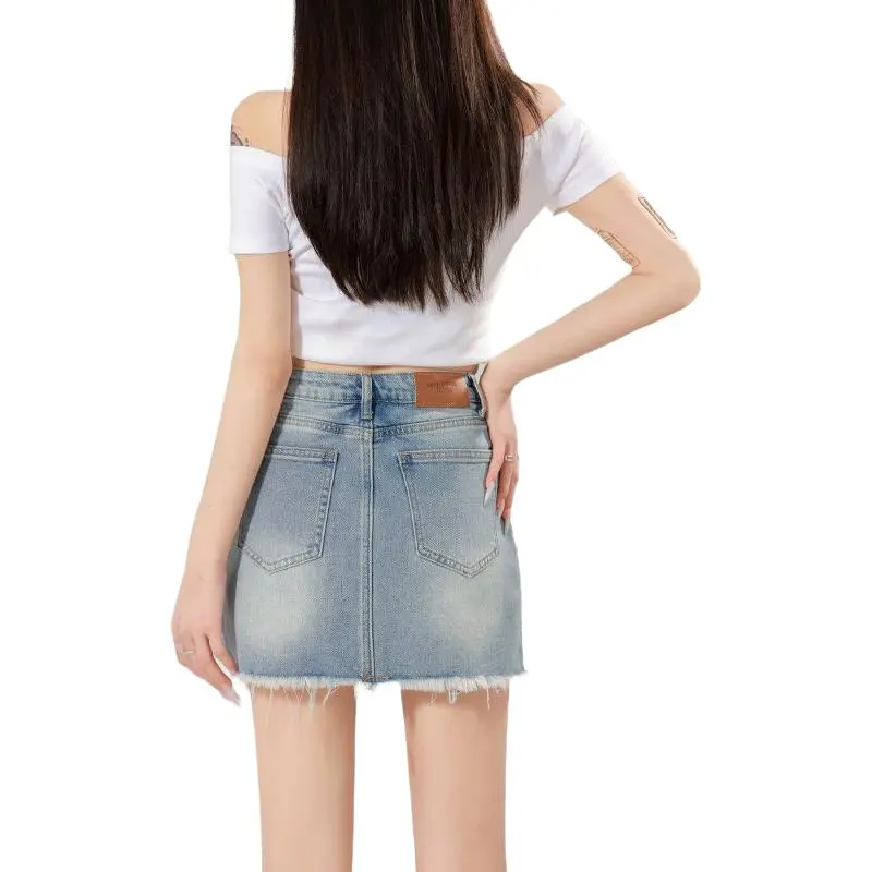 7 SEVFUN Denim Short Skirts Women's Light Blue-1
