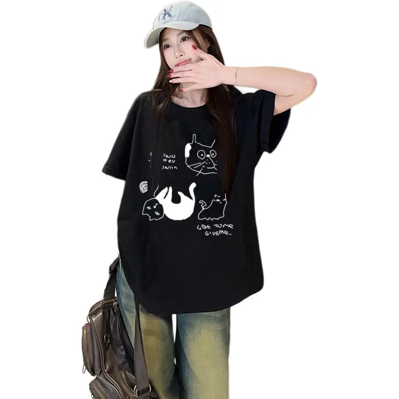 Mu Xiao Xin Drop Shoulder Sleeve T Shirt Women's-6