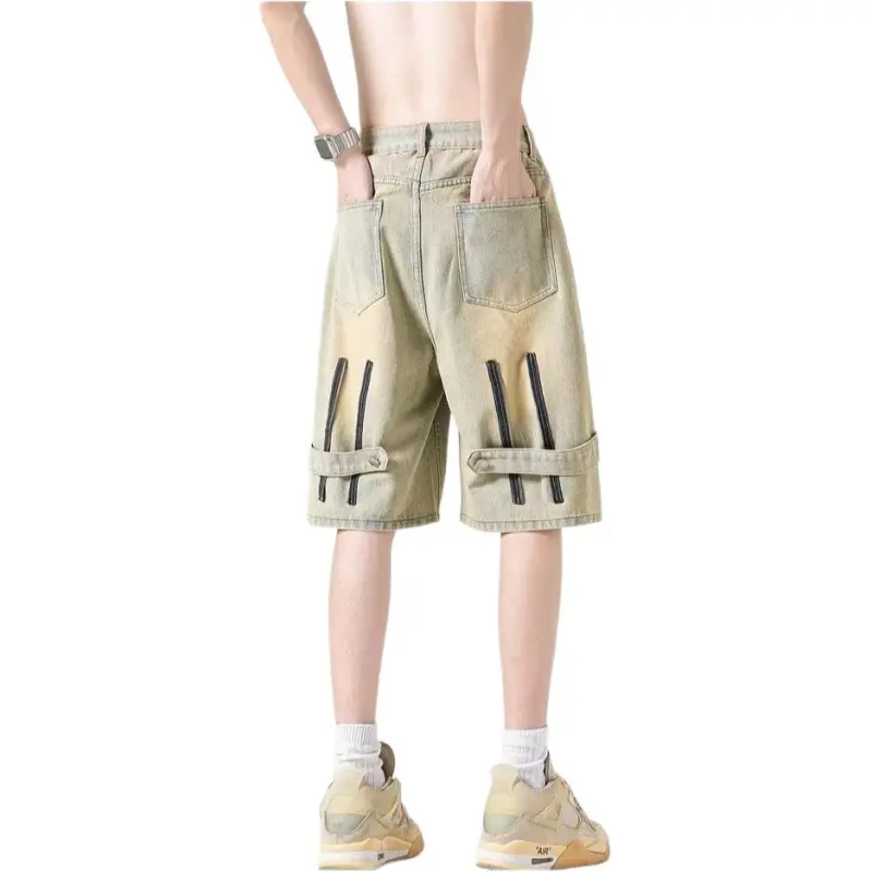 TONYBEAR Denim Shorts Men Cement-1