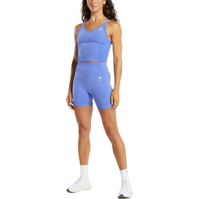 GYMSHARK Sports Shorts Women's Elevator Blue/Heather Gray-1
