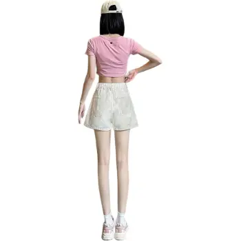 Flowers In Water Denim Short Skirts Women's
