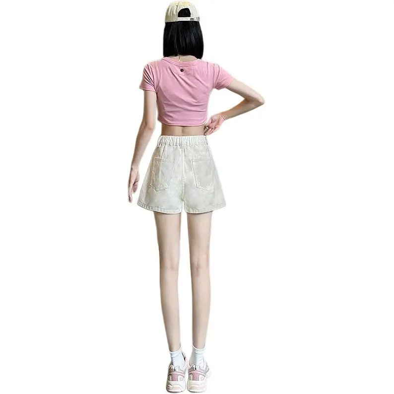 Flowers In Water Denim Short Skirts Women's-1