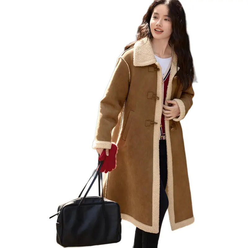 Mo Han Yi Mei Coats Women's Coffee-3