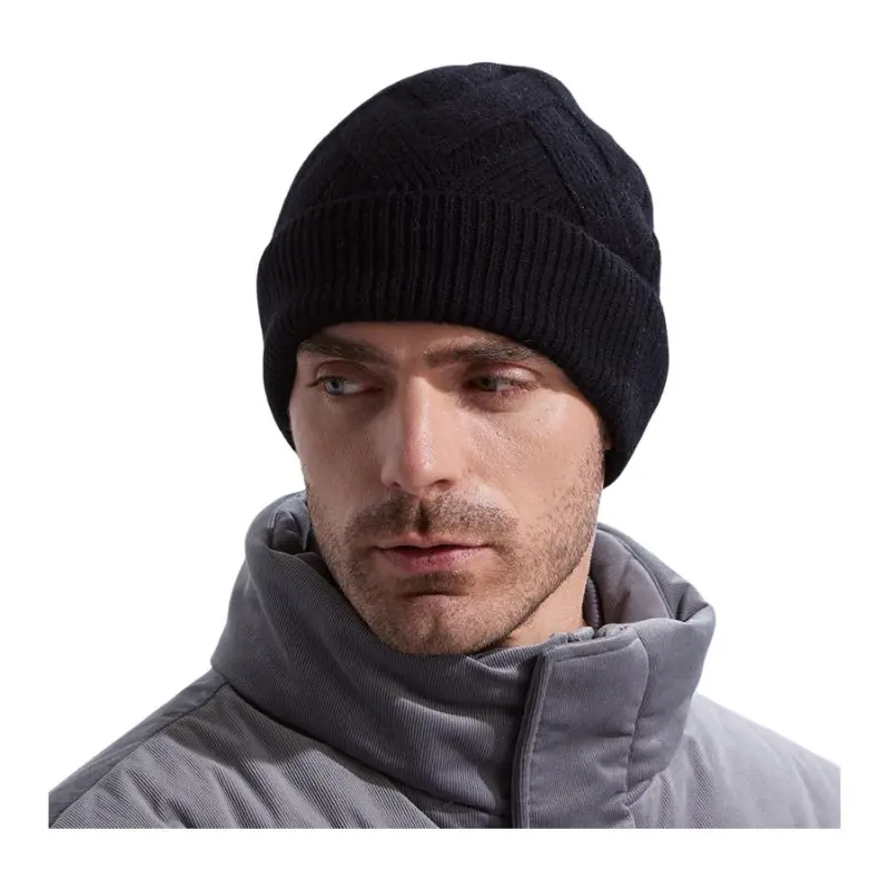 H YXIANG Pure Wool Beanies Men's-2