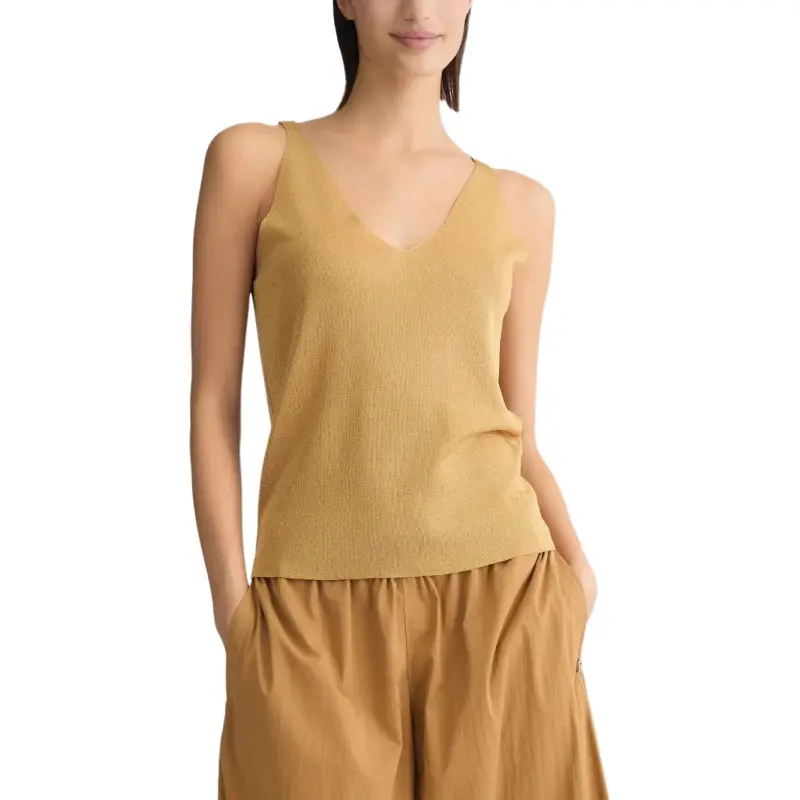 LIU·JO V neck Metallic Tank Top-3