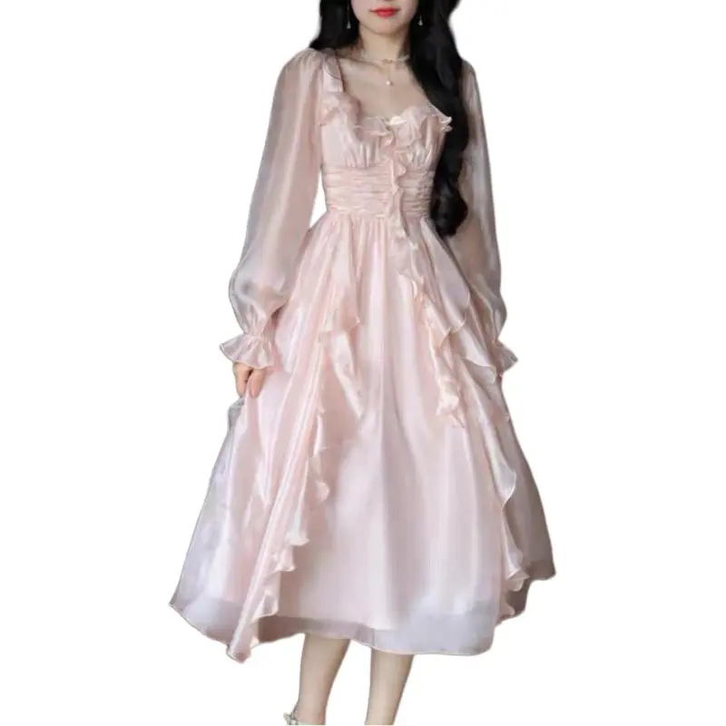 XIANSINIAO Long Sleeved Dress Women's-3