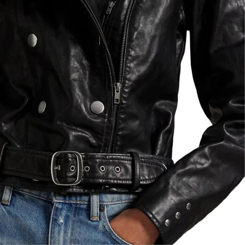 Polo Ralph Lauren Leather Jacket Women's Black-5