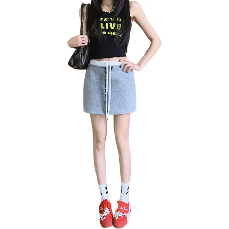 Kazakhstan Casual Short Skirts Women's White Gray-4