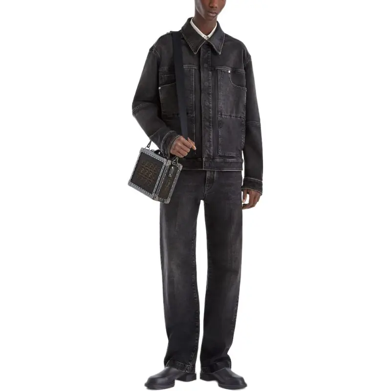 FENDI Denim Jackets Men Black-3