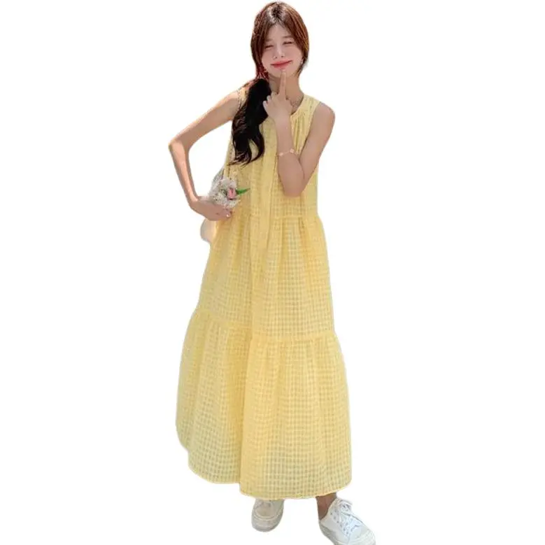 Mu Xiao Xin Sleeveless Dress Women's Yellow-1