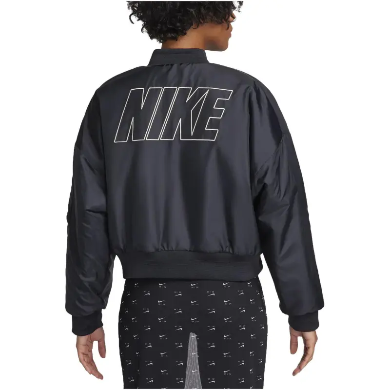 Nike Chamarra Bomber De Piel Sintética Reversible Para Mujer Jacket Women's Black-2