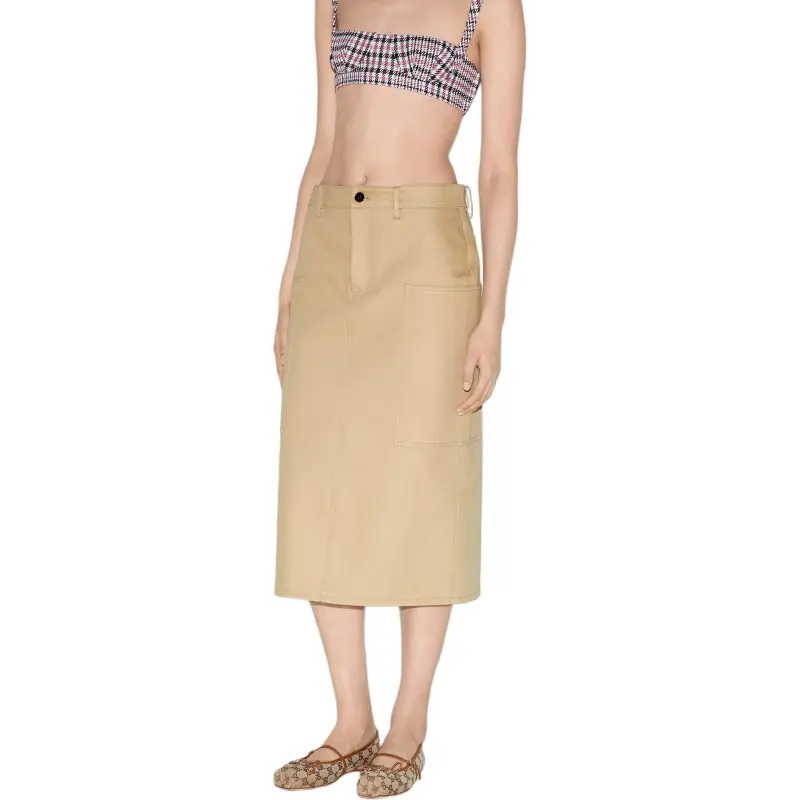GUCCI SS25 Casual Long Skirt Women's Khaki-4