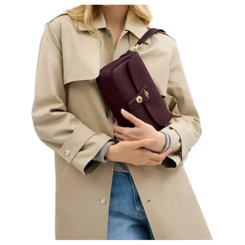 COACH Hadley Leather Crossbody Bag, Shoulder Bag Medium Size Women's Dark Red Brown-4
