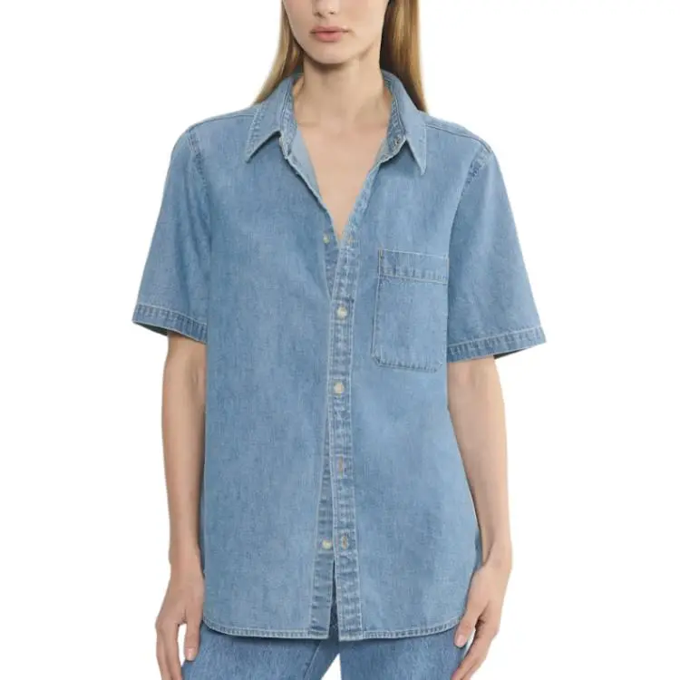ARITZIA SS25 Denim Forum The '90s Vintage Shortsleeve Denim Shirt Women's-1