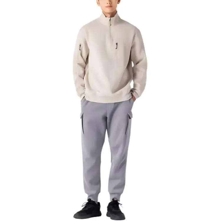 DECATHLON 500 Series DOMYOS Sweatshirt Men's Light White Lime Gray-2