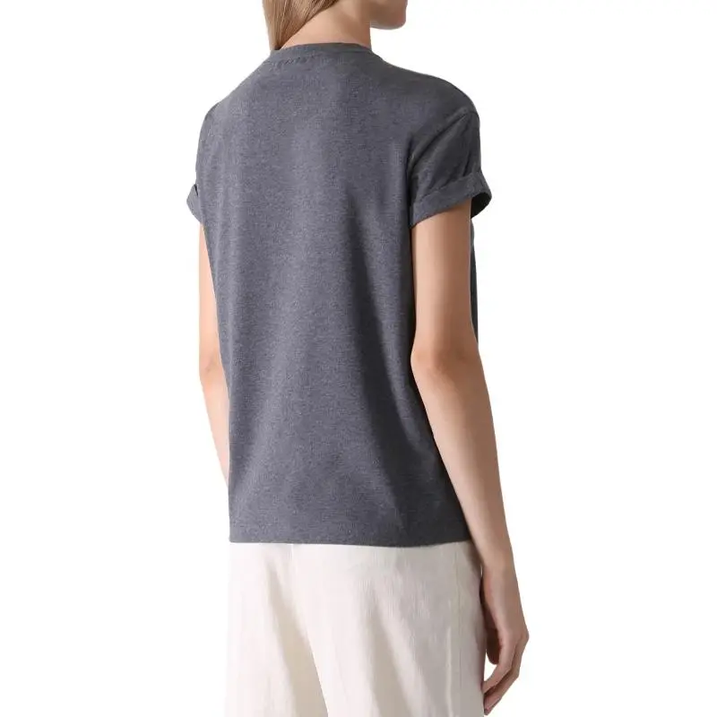 Brunello Cucinelli Glitter trim Short sleeve T shirt-3