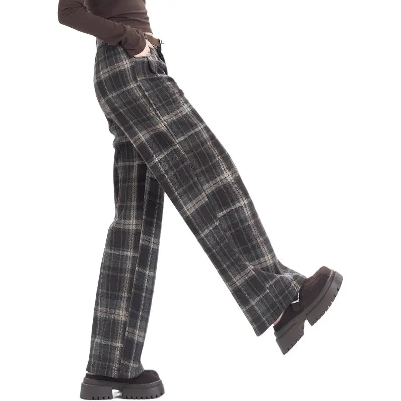 You Cow Me Pants Casual Pants Women's Coffee Plaid-5
