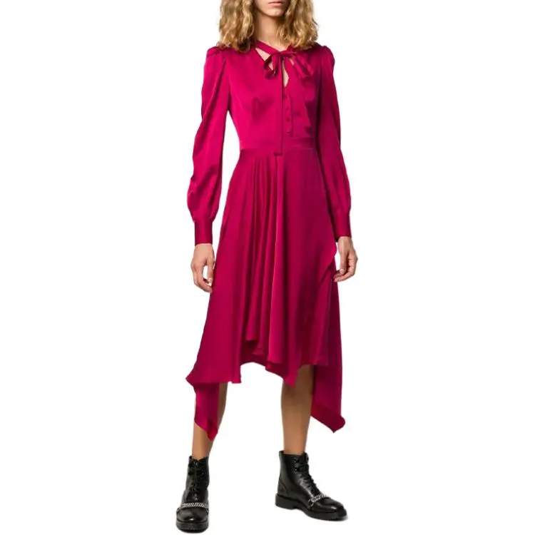 McQ Alexander McQueen Long-Sleeved Dresses Women's Rose Red-1