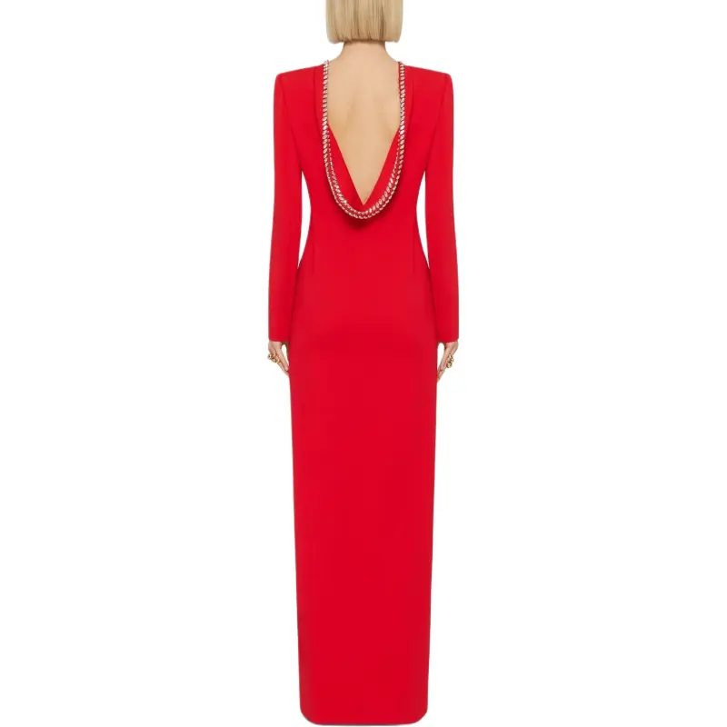 Givenchy Long Sleeved Dress Women's Vermilion-2