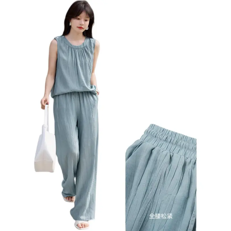 Mo Han Yi Mei Casual Suit Women's Aqua Blue-4