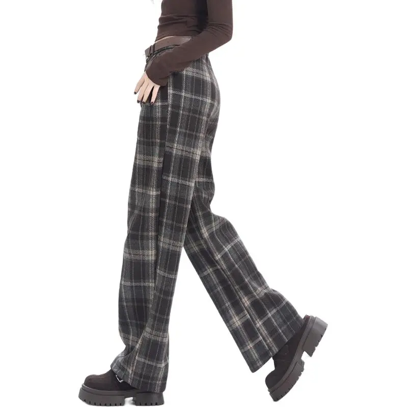 You Cow Me Pants Casual Pants Women's Coffee Plaid-7