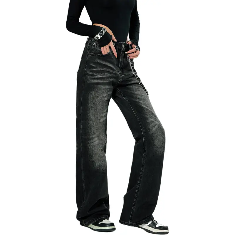 YIXIAOMO Straight Fit Slim Leg Jeans With A Slightly Flared Hem For A Slimming Effect Clean Fit Long Pants Unisex-10