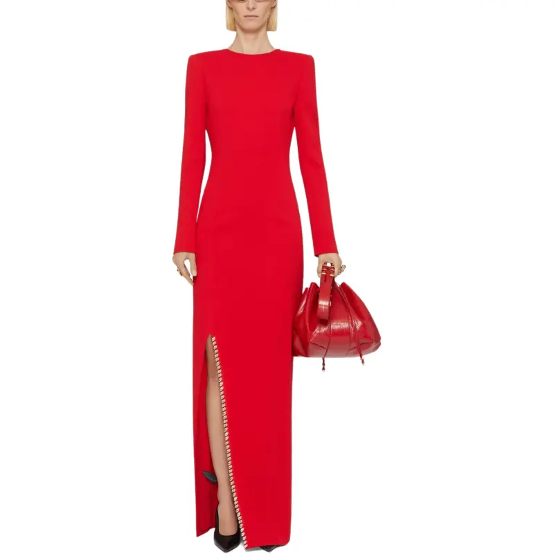 Givenchy Long Sleeved Dress Women's Vermilion-1