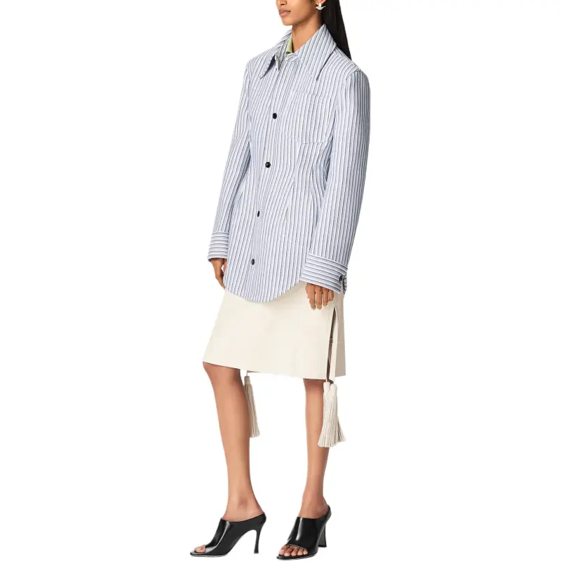 Bottega Veneta Structured Stripe Jacket 'Chalk/Admiral/Navy'-3