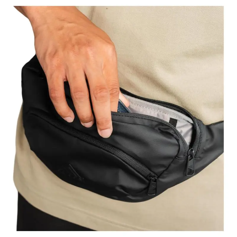 DECATHLON Adidas Double Pockets Fanny Pack Unisex Black-6
