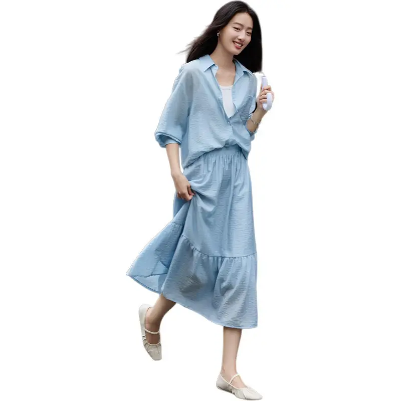 Mo Han Yi Mei Skirt Set Women's Blue-1