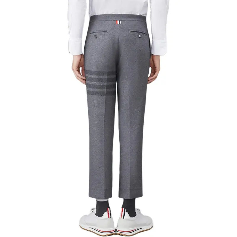 THOM BROWNE Mid rise Twill Tapered Trousers-2
