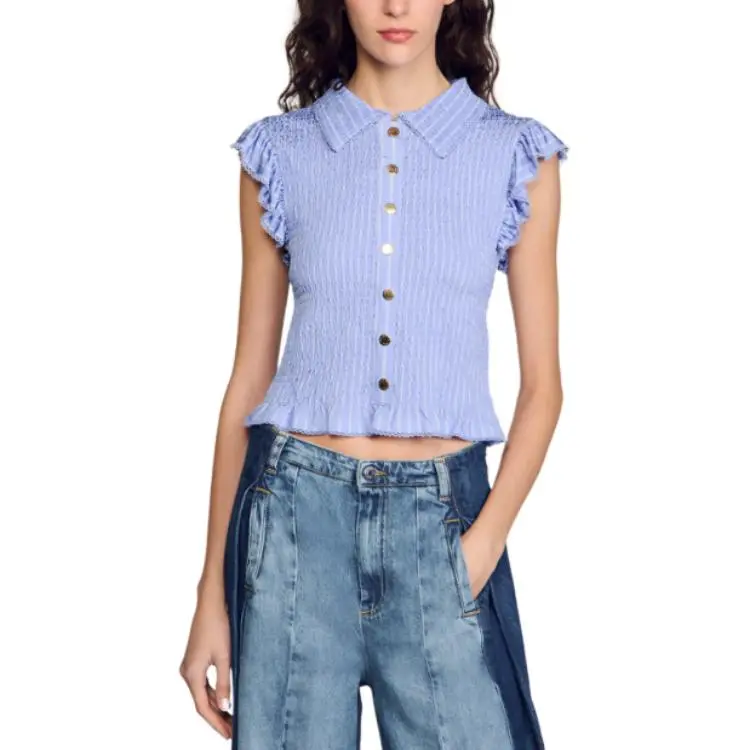 Sandro Shirred Top-1