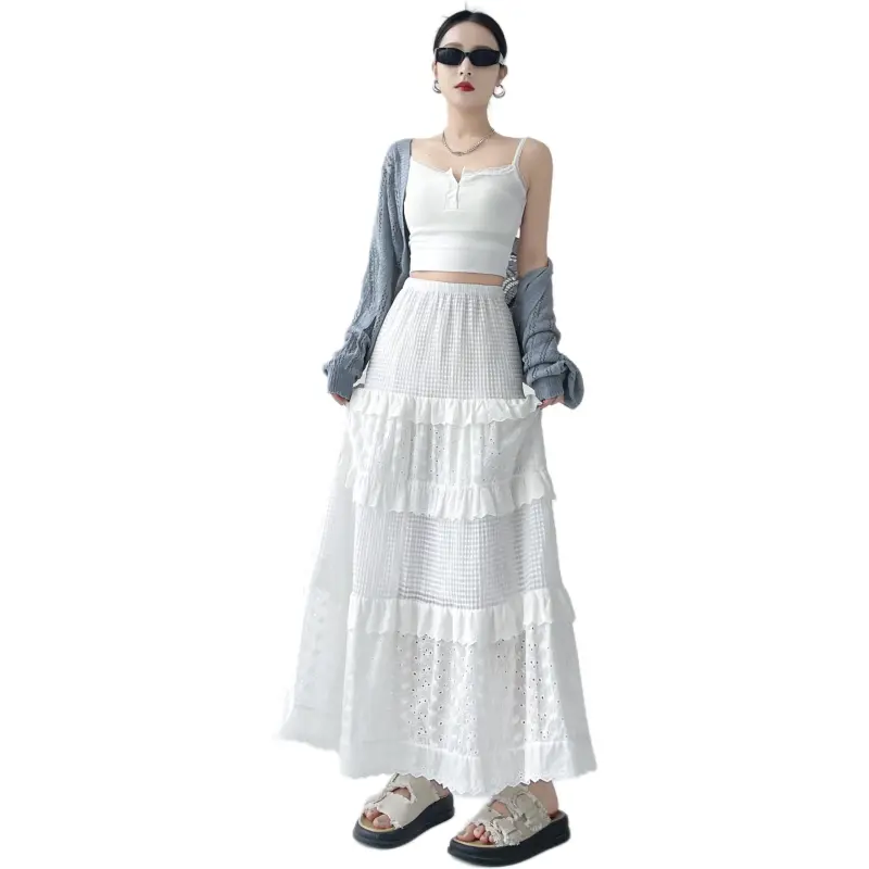 ST&SAT Casual Long Skirt Women's White-7