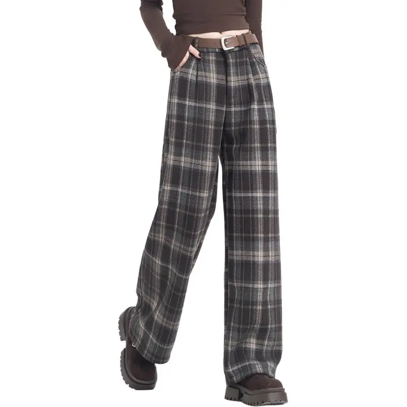 You Cow Me Pants Casual Pants Women's Coffee Plaid-8