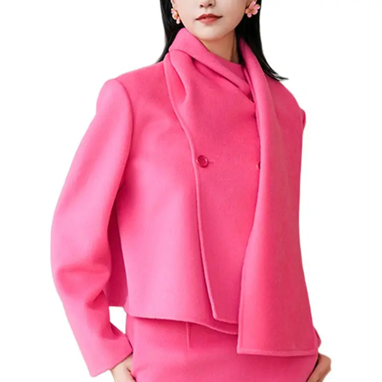 BESIONIA FW24 Cropped Coats Women's Pink-5