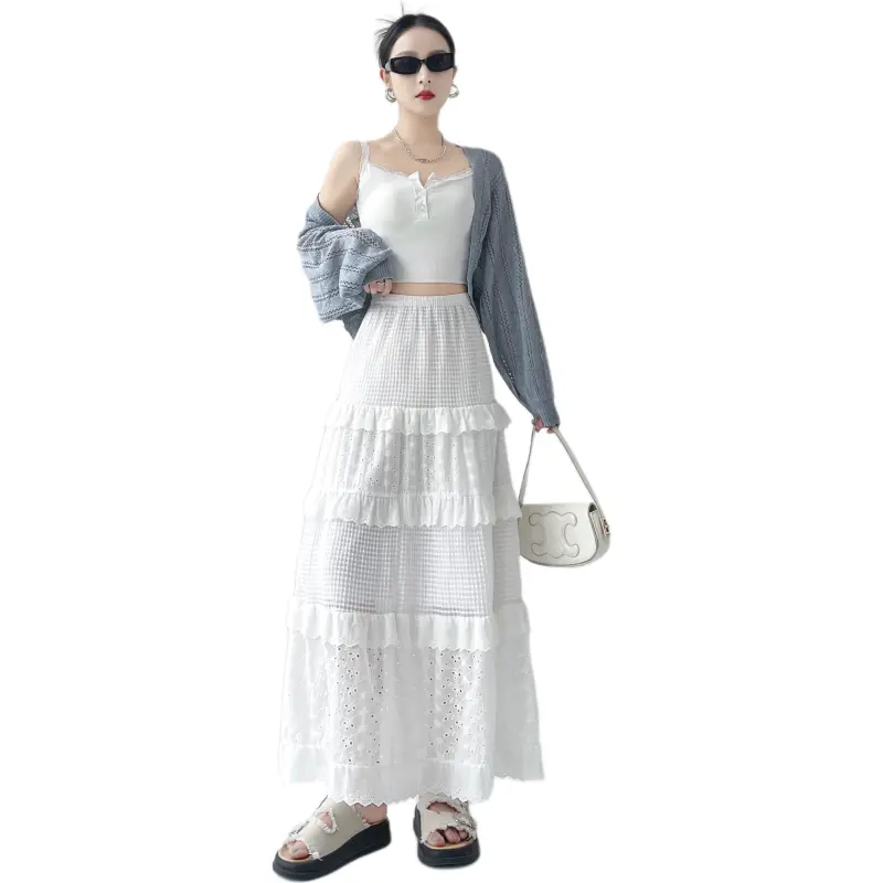 ST&SAT Casual Long Skirt Women's White-3