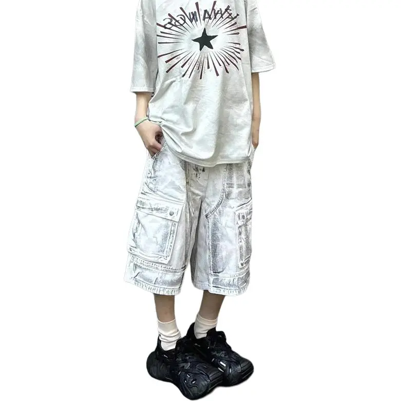 Weles Denim Shorts Unisex White-4