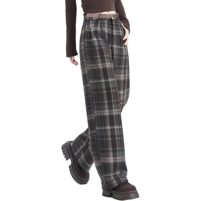 You Cow Me Pants Casual Pants Women's Coffee Plaid-6