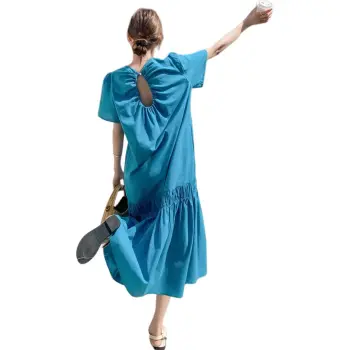 TEME Short Sleeved Dress Women's Blue